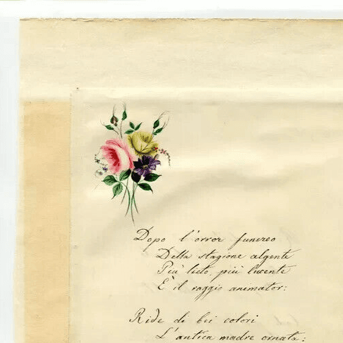 Antique Document Letter Poem Ancient Love Original Smeraldi Oreste image 2