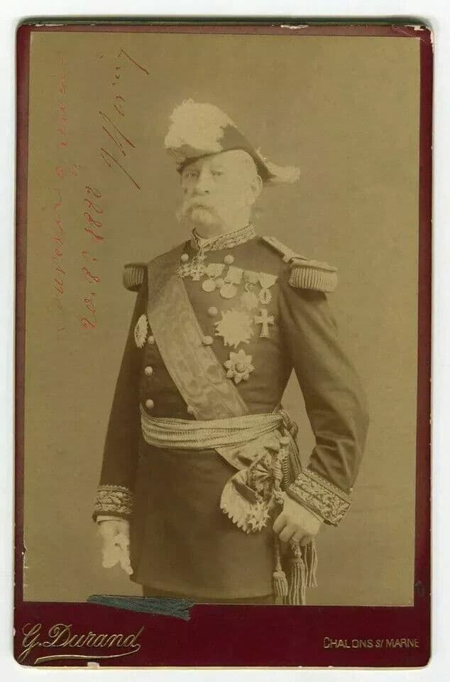 Original Vintage Photography Cabinet Card G.DURAND - Military, Dedication c 1888 image 4