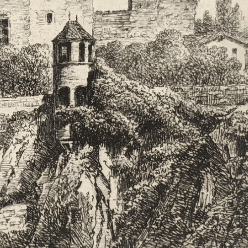 Antique Etching Original Landscape, Castle, Trees Jean-Jacques DE BOISSIEU 1836 image 4