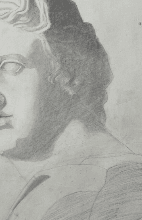 Antique Original Drawing Man, Portrait, Sculpture, Profil image 6