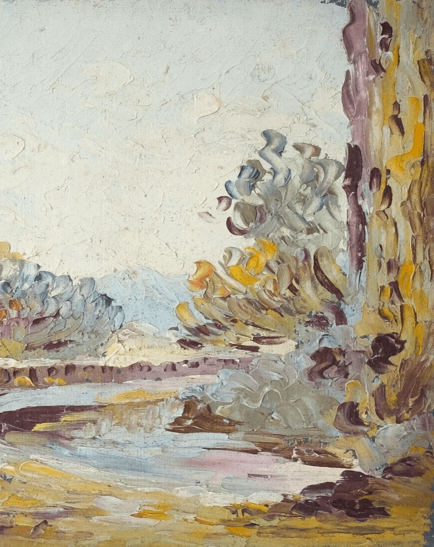 Antique Original Painting Martin ALBERT (1887-?) Landscape, Trees, Nature image 3