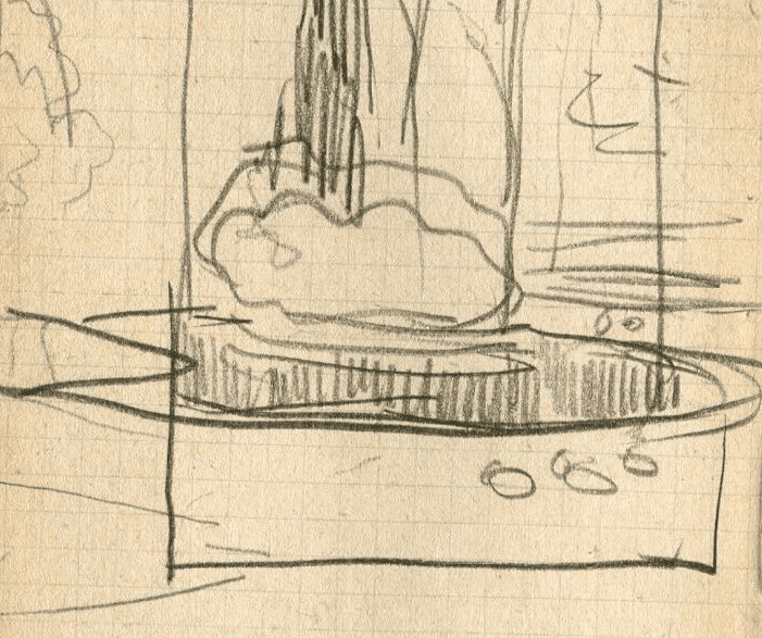 Antique Original Pencil Drawing Sketch of a Garden image 4