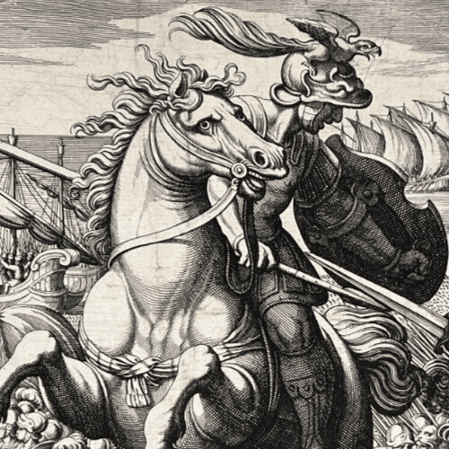Antique Etching Original Horse, Battle, People, Landscape, War, Castle image 3