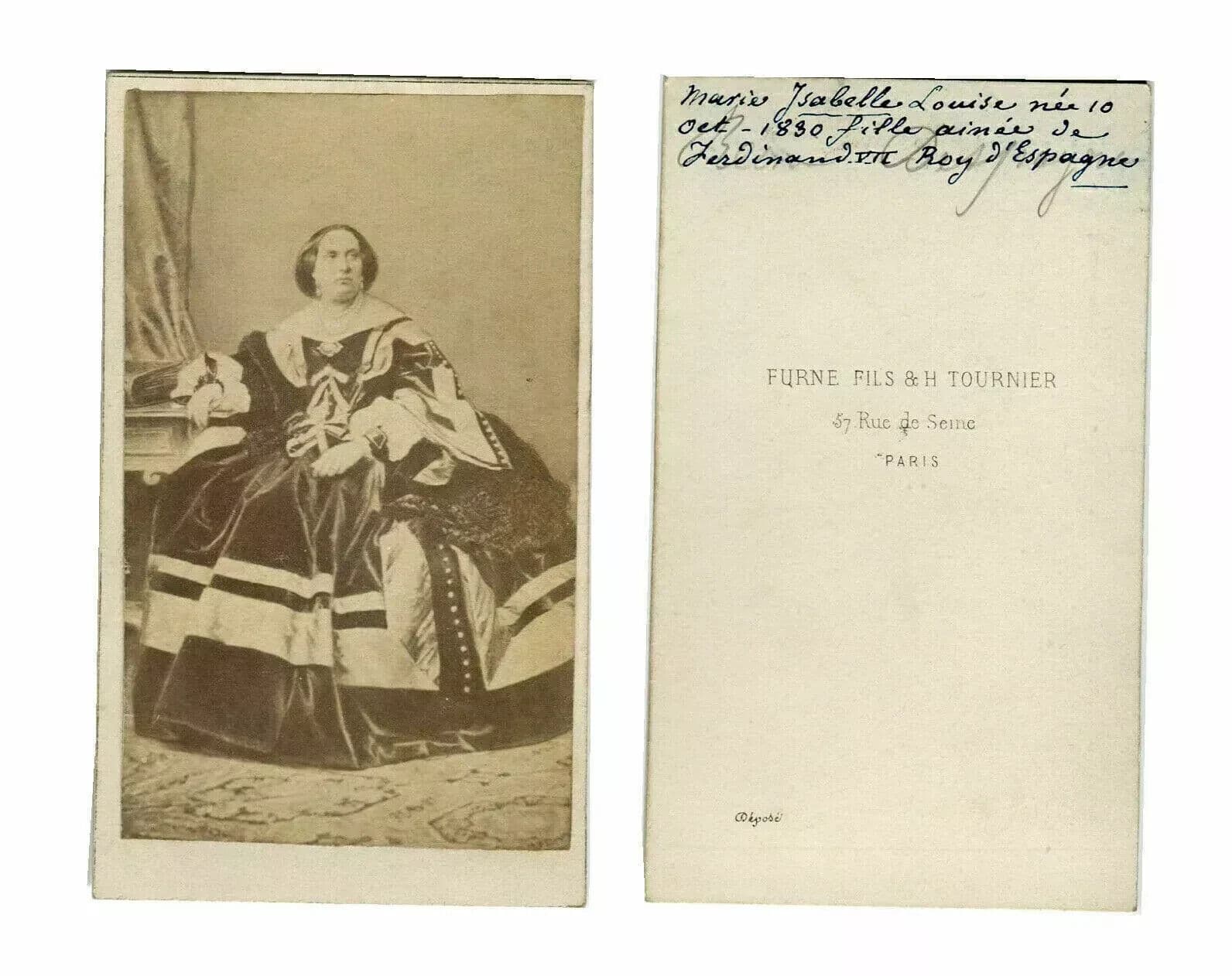 CDV Photographs FURNE - Isabelle II of Spain - María Isabel de Borbon c.1865 image 2