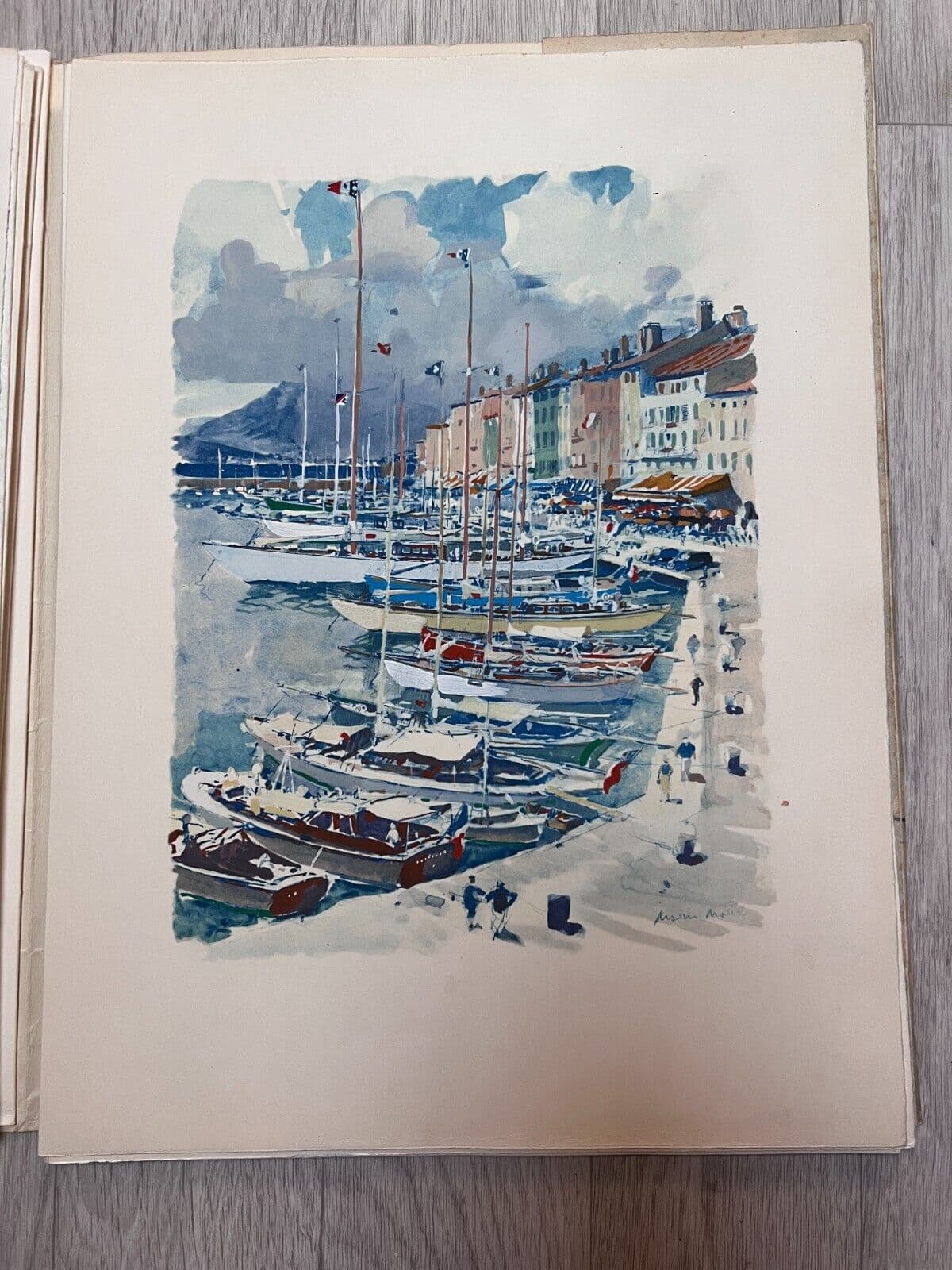 Lithograph by MARIN-MARIE  Pont de Saint-Tropez Yachting 1957 image 3