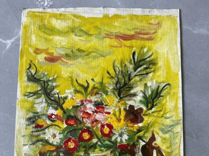 Antique Original Oil Painting Signed Still Life Flowers Bouquet Floral image 2