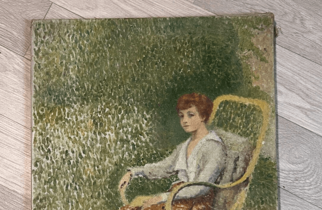 Antique Painting Original Woman Portrait signed Georges AUFRAY	(1864-1941) image 3