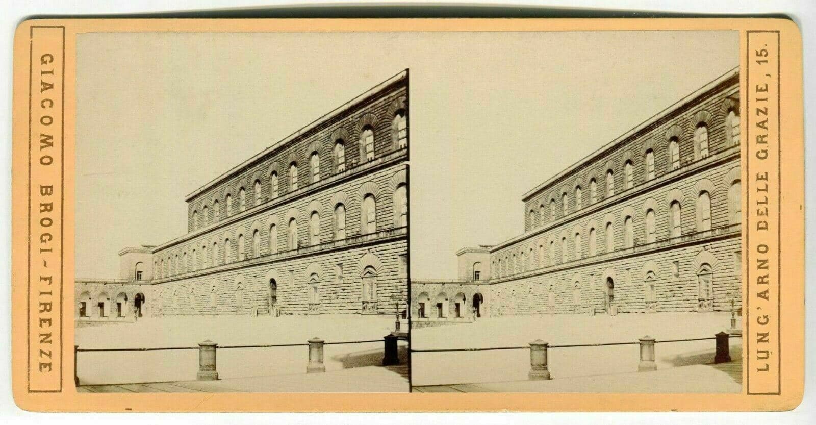 Vintage Stereoview Photograph Giacomo BROGI - Florence. Palais Pitti Italy 1870