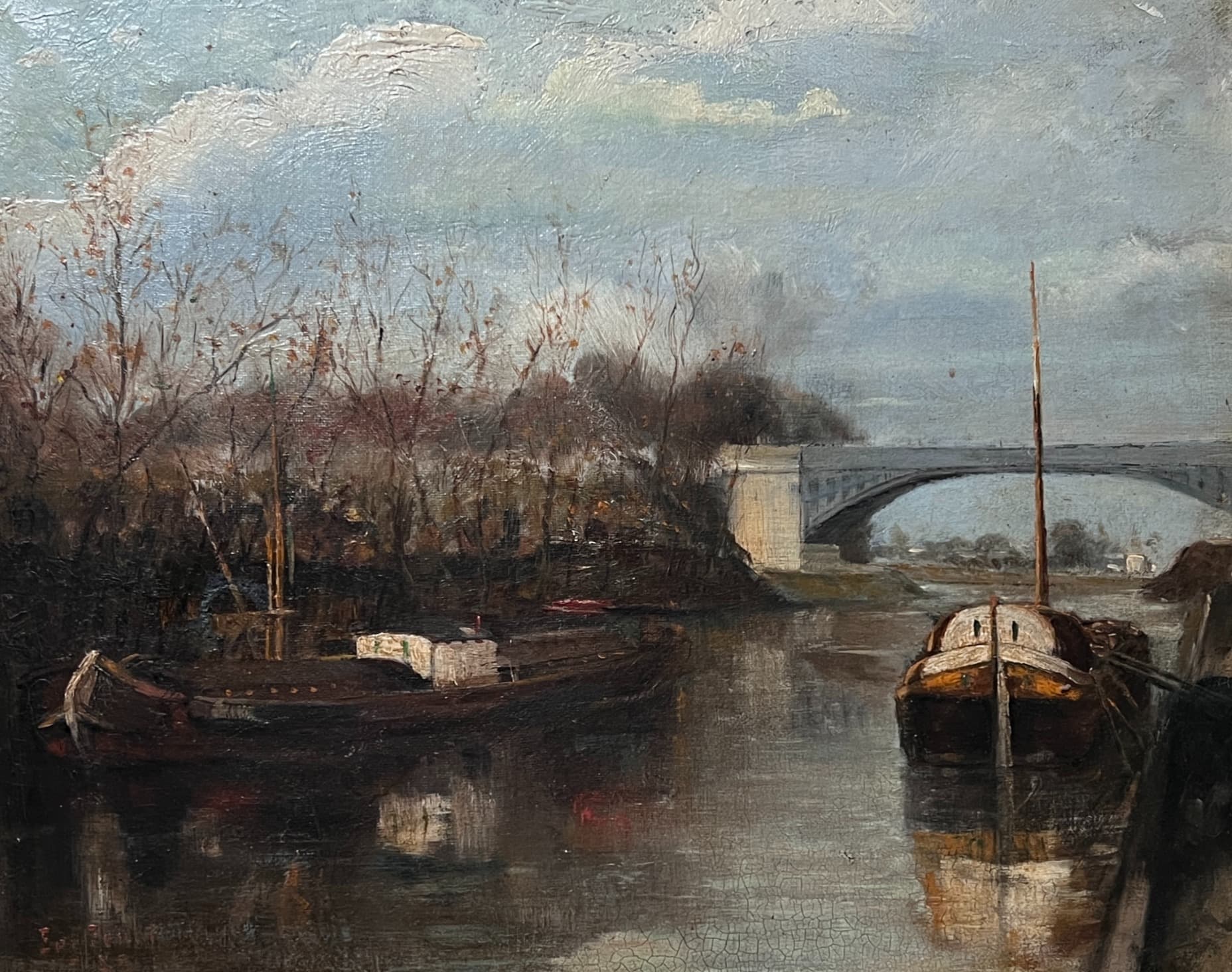 Painting Moored Boats by Eugène PENOT	(1854-?) image 1