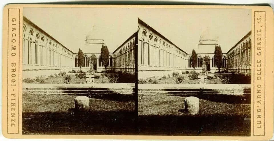 Vintage Stereoview Photo Giacomo BROGI - Pisa Area del Campo Santo c. 1870 image 5