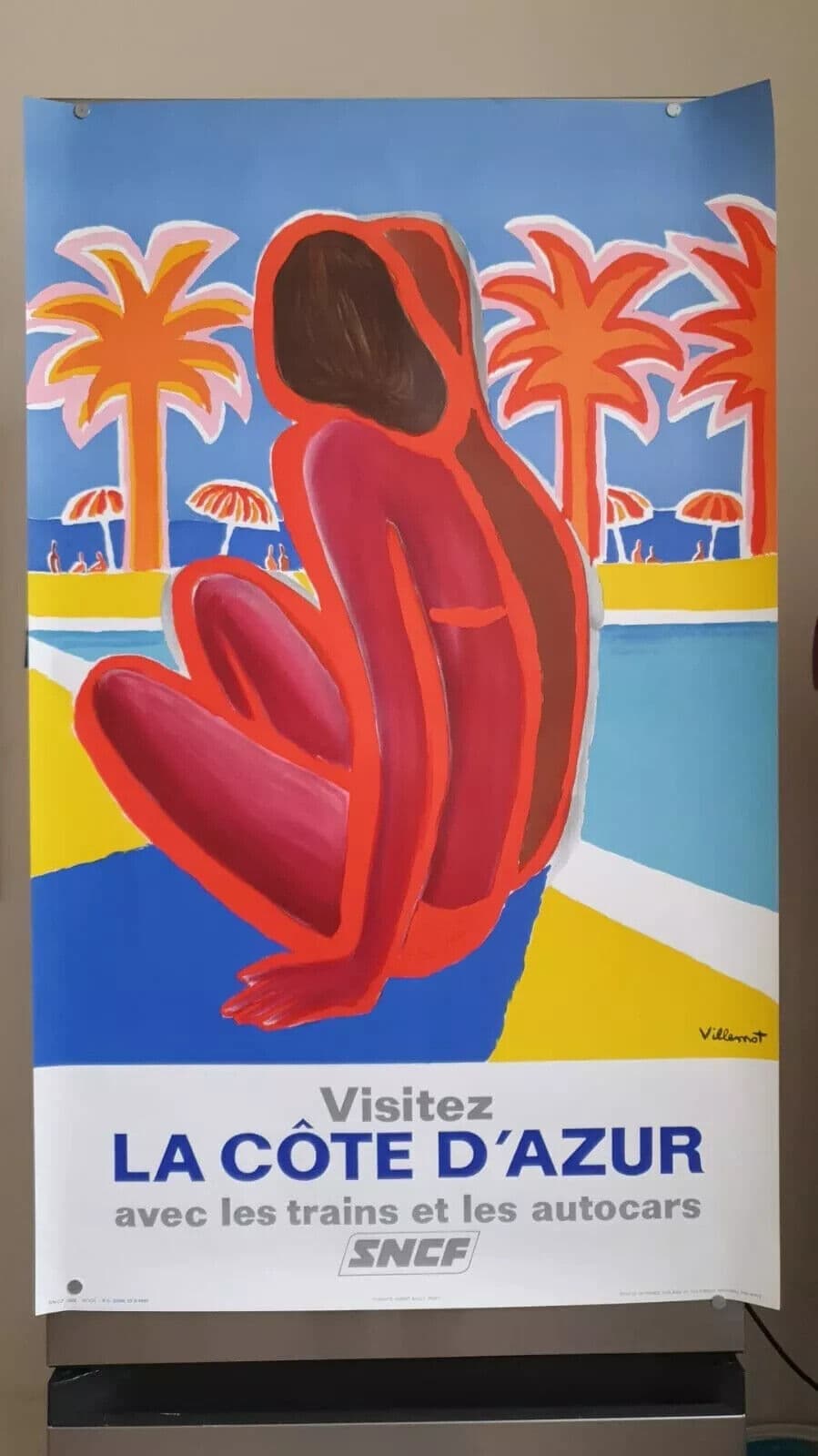 Vintage Original Poster VILLEMOT Woman Summer SNCF Visitez la Côte d'Azur 1968 image 5