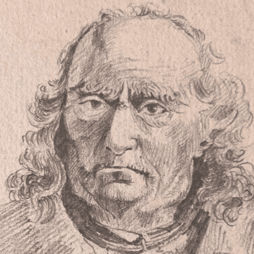 Antique Original Drawing Man Portrait with Cane 19th century image 2