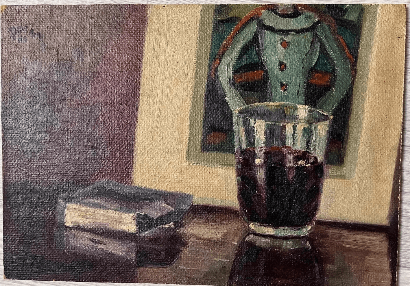 Antique Original Painting Coffee Still Life image 6