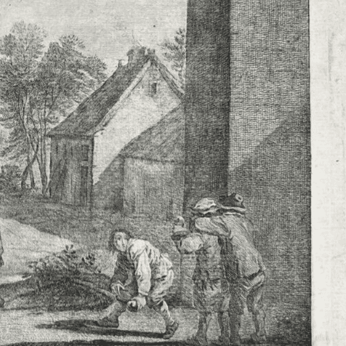 Etching Original David II TENIERS (1610-1690) Landscape, People, House, Village image 3