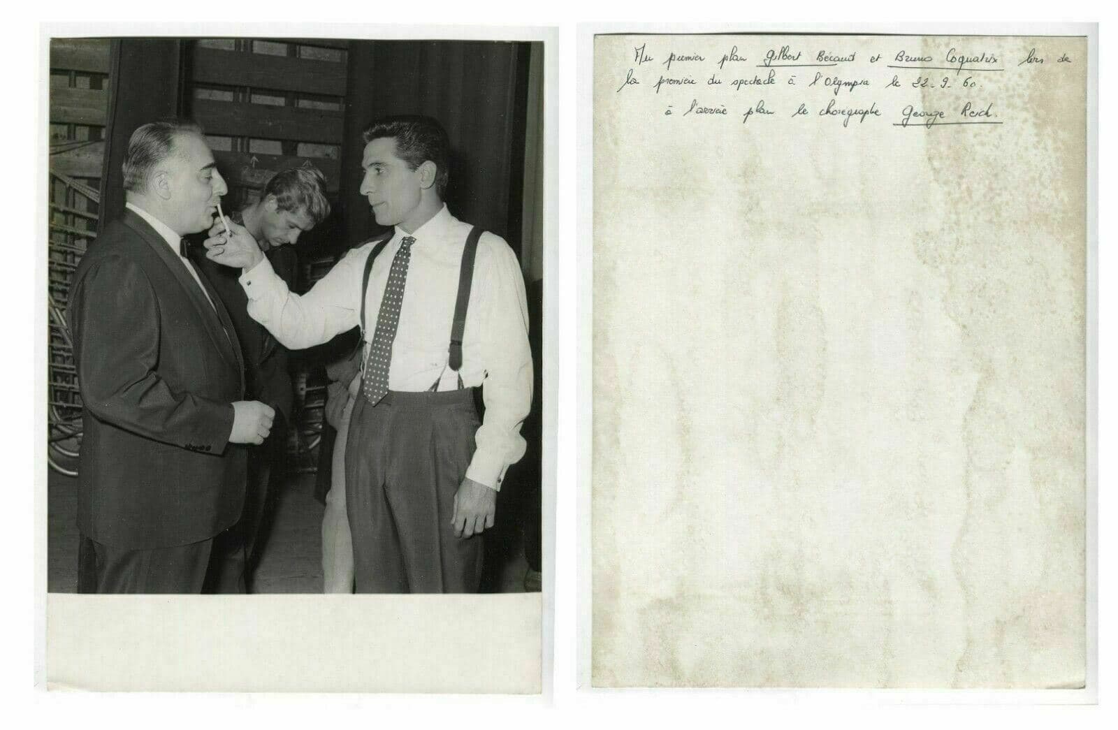 Vintage Photographs Reportage Gilbert Becaud, Olympia , Actor 22/09/1960 x7 image 3