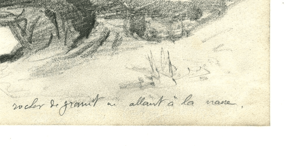 Vintage Pencil Original Drawing Sketch Mountain Rock, Nature image 6