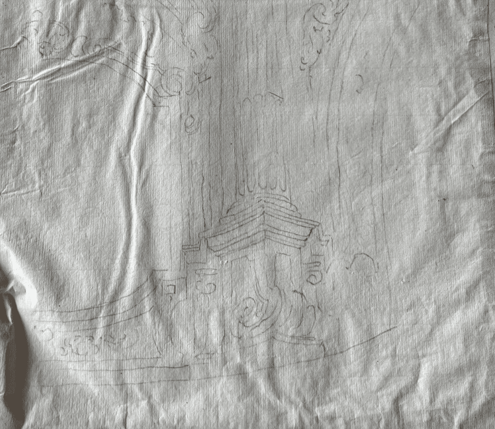 Antique Old Drawing 18th century Original Architecture Decoration Ornamentation image 3