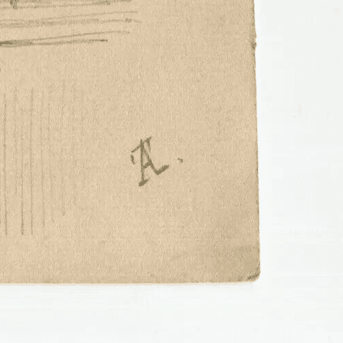 Antique Drawing Pencil Original Women, Angels, Music, Sketch image 6