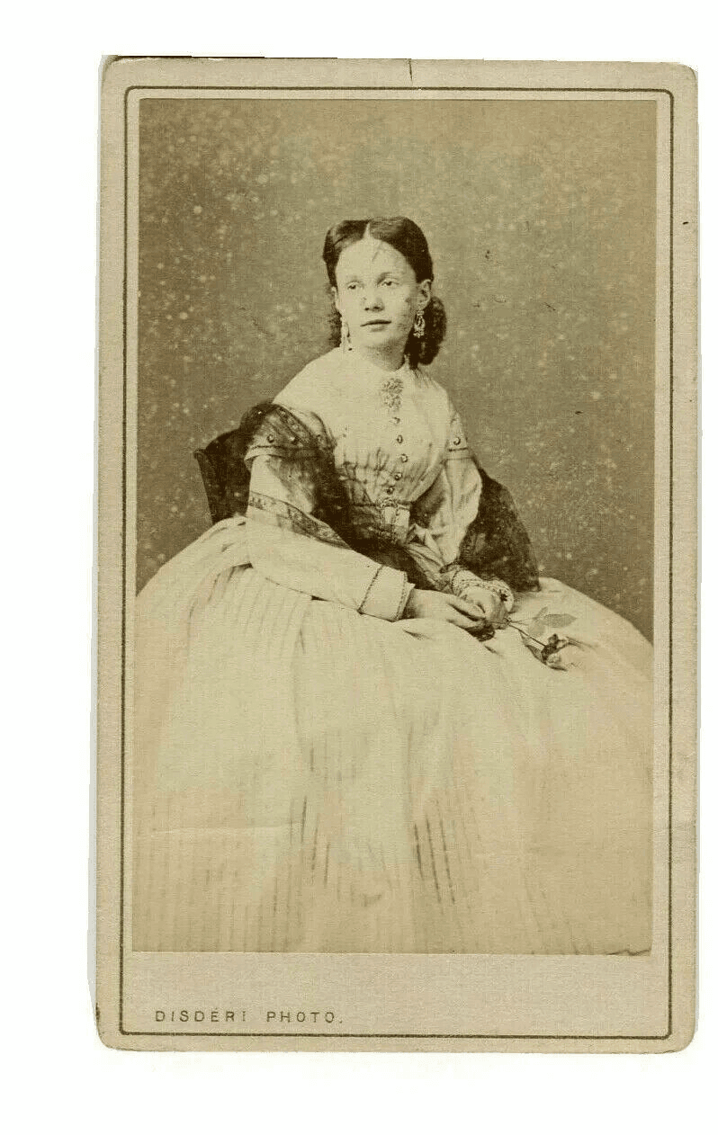 Vintage CDV Portrait Woman Photograph DISDERI Princess Isabelle de Bourbon 1865 image 1