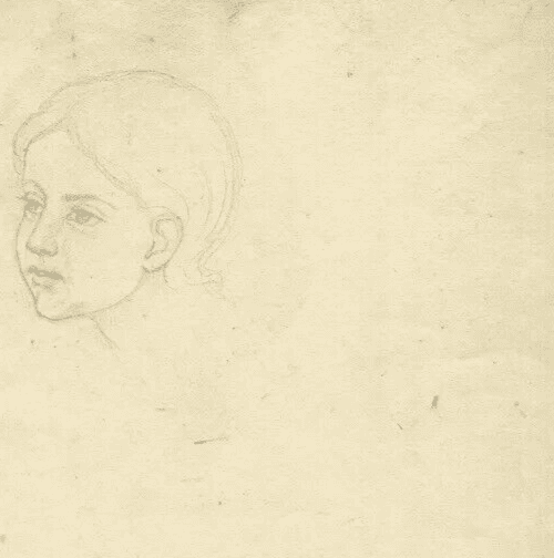 Antique Pencil Original Drawing 19th century Young Girl Portrait image 4