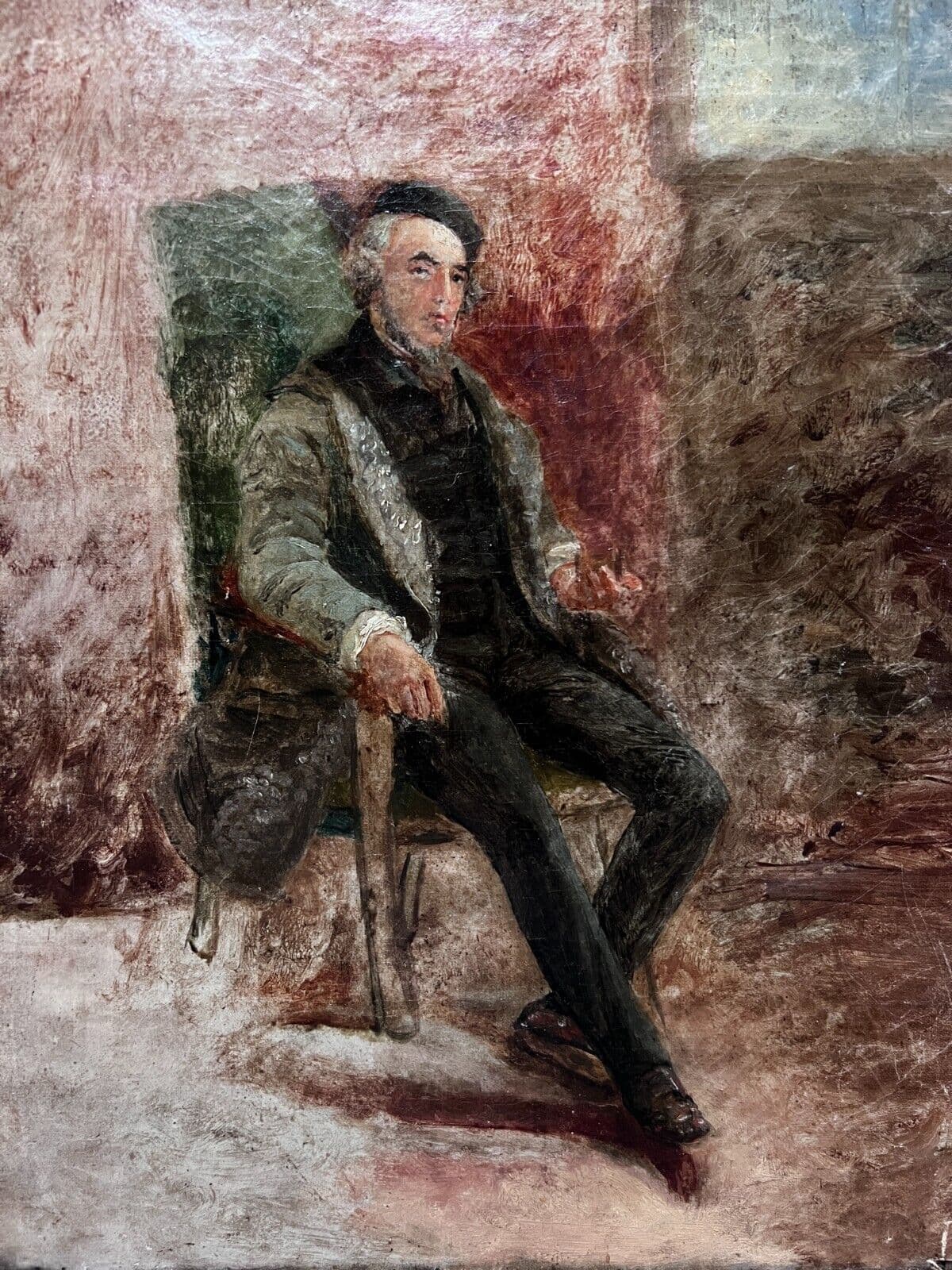 Painting Man Portrait Sitting on a Chair image 1
