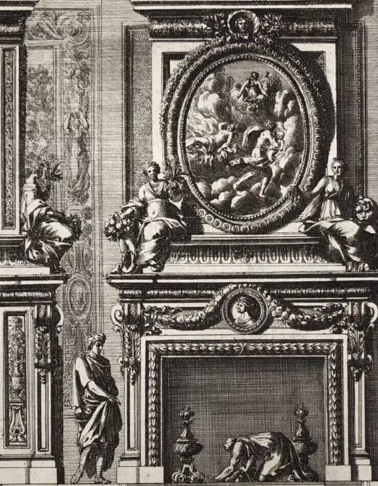 Antique Original Pierre Jean MARIETTE (1694-1774) Doors Fire Places x7 Etching image 8