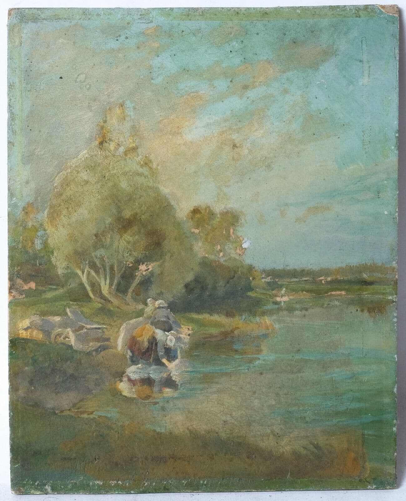 Painting Landscape Breton Woman Linen in the River image 1