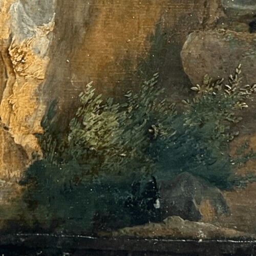 Antique Original Painting Landscape, Rocks, Fontainebleau Rousseau 19th Barbizon image 3