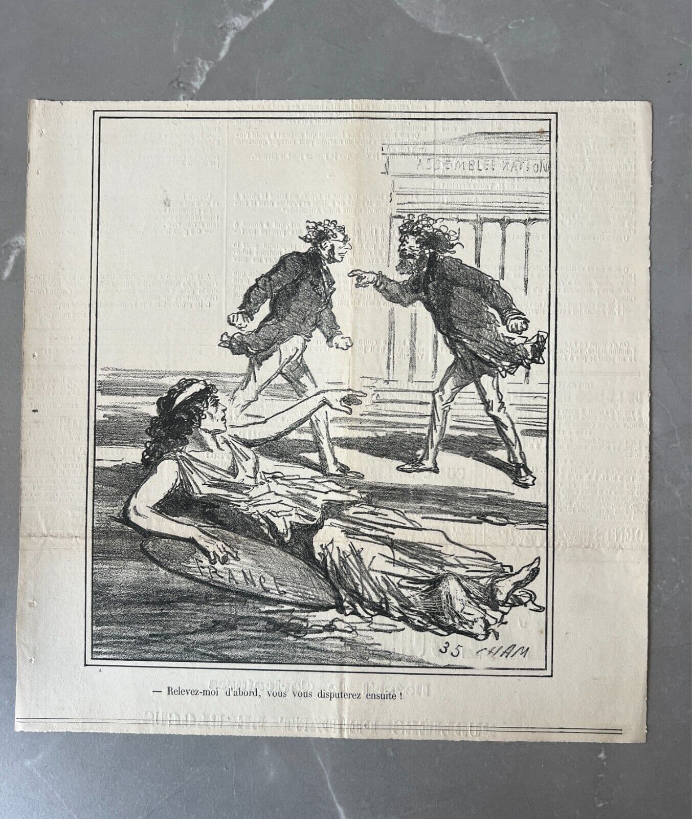 Antique Print 19th century Cham, Relevez moi, Apres le Siege 1835 image 6