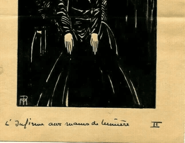 Vintage Drawing by PICARD (MARCELLE) - Infirme aux Mains de Lumière 1923 Rostan image 3