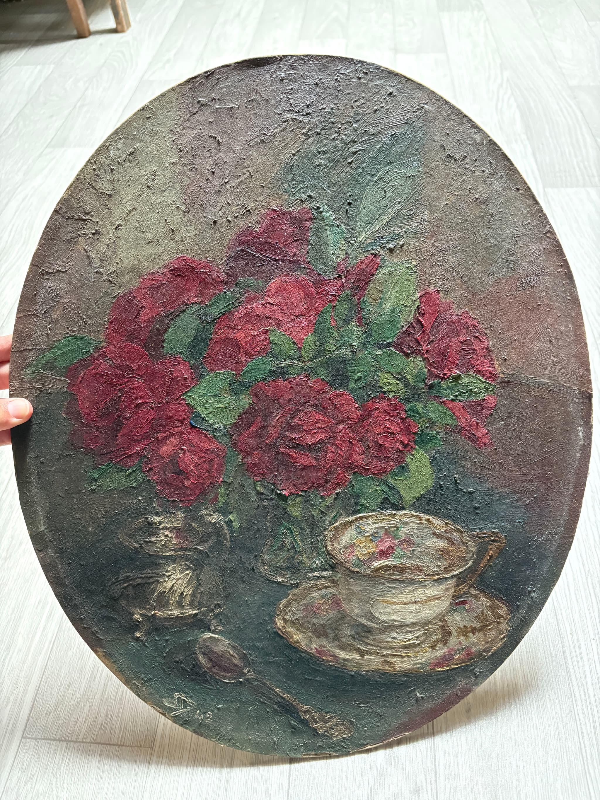 Painting Roses Bouquet and Tea Cup image 1