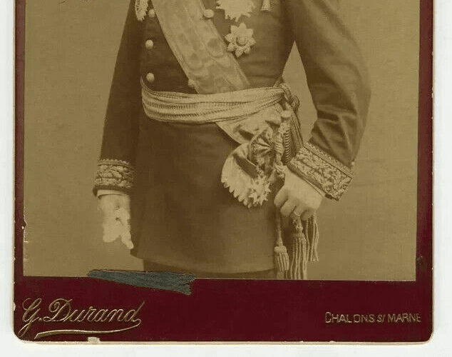 Original Vintage Photography Cabinet Card G.DURAND - Military, Dedication c 1888 image 3