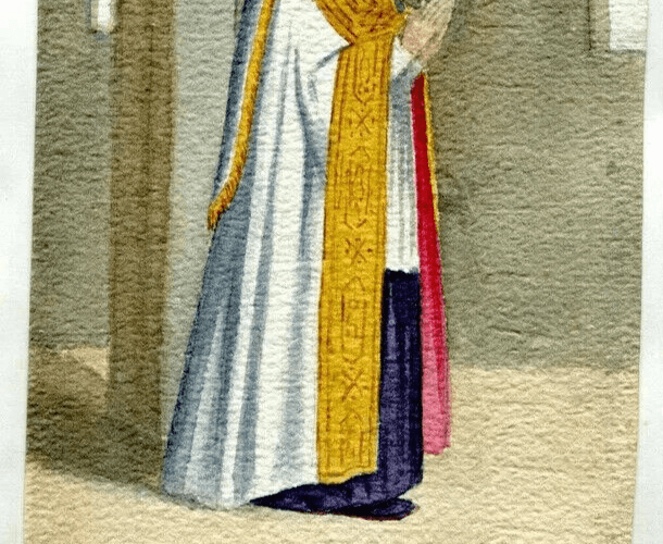 Antique Drawing Original Costume, Man, Italy, Religious, Church, Pope image 3