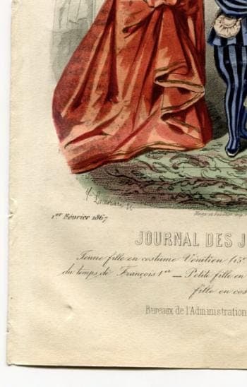 Antique Fashion Illustration - "Journal des Jeunes Personnes" Costumes and image 8