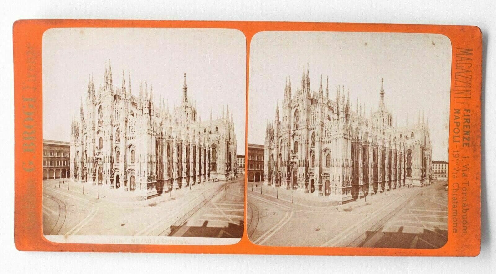Vintage Stereoview Photograph G.BROGI - Milano la cattedrale Italy c. 1880 image 1