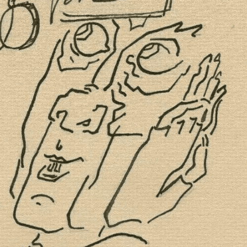 Vintage Ink Original Drawing Portrait, Faces and Figures image 3