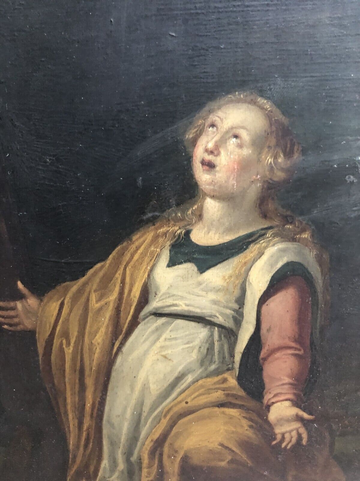 Antique Oil Painting Original 17th century The Christ & Mary Magdalene c. 1630 image 7