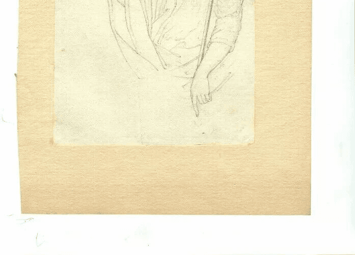 Vintage Pencil Drawing 19th century Mythological Greek Figure image 3