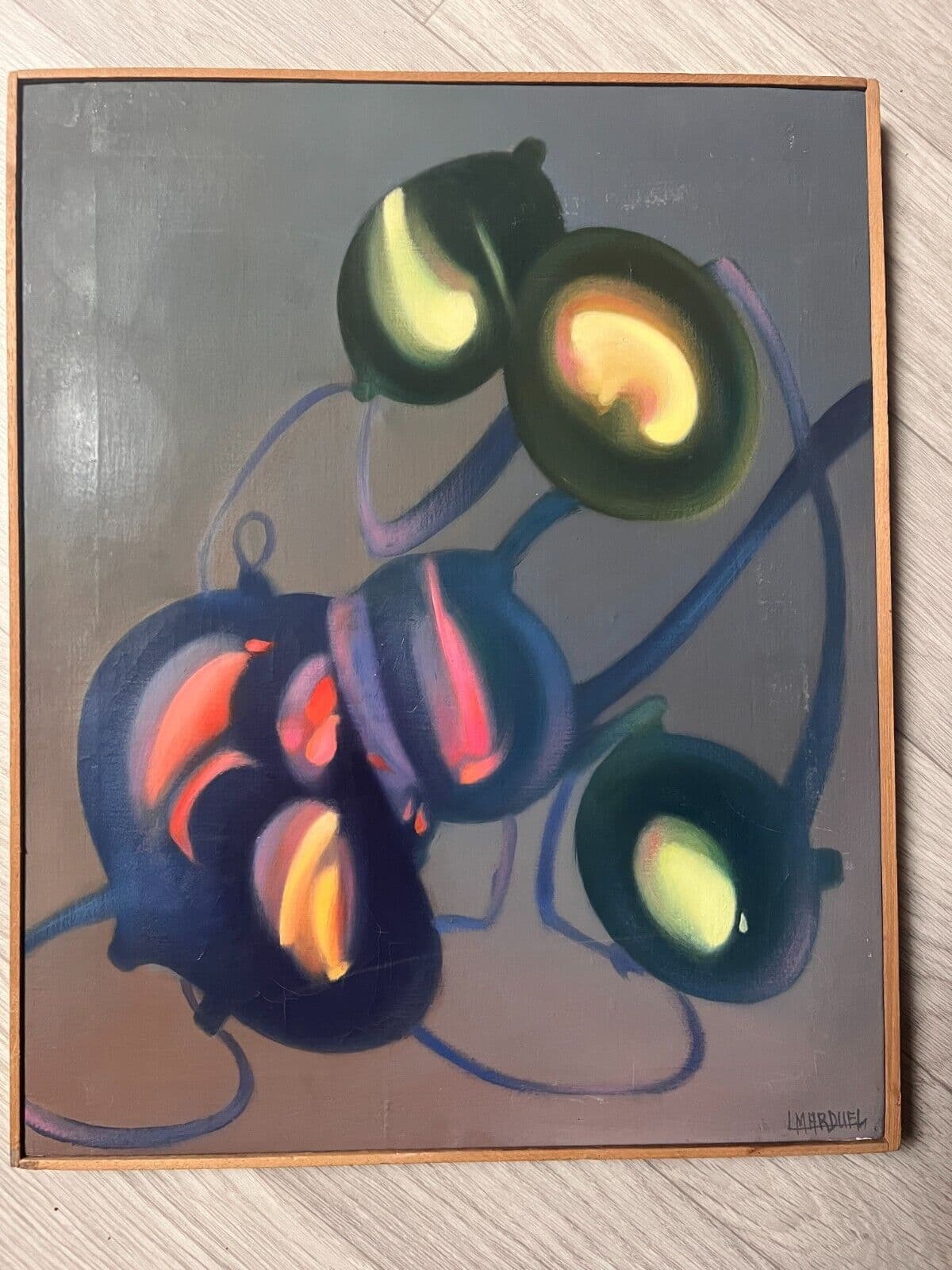 Modern Original Lucien MARDUEL (1931) Yellow Red Abstraction Painting image 3