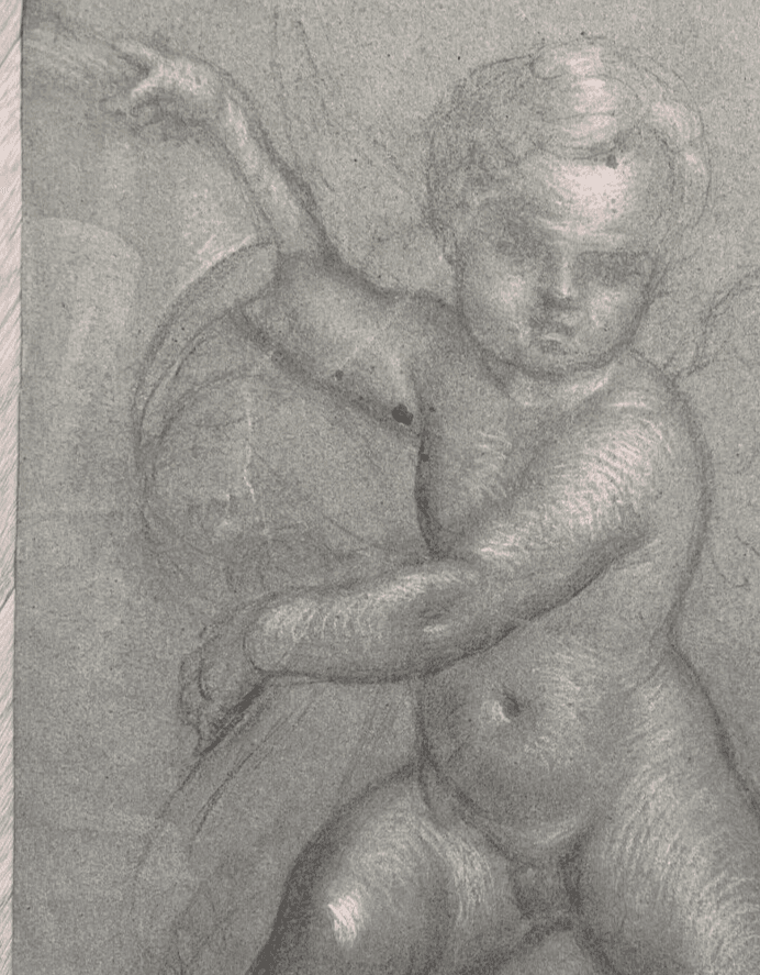 Original Antique Pencil 18th century Drawing Nude Angel Artwork image 6