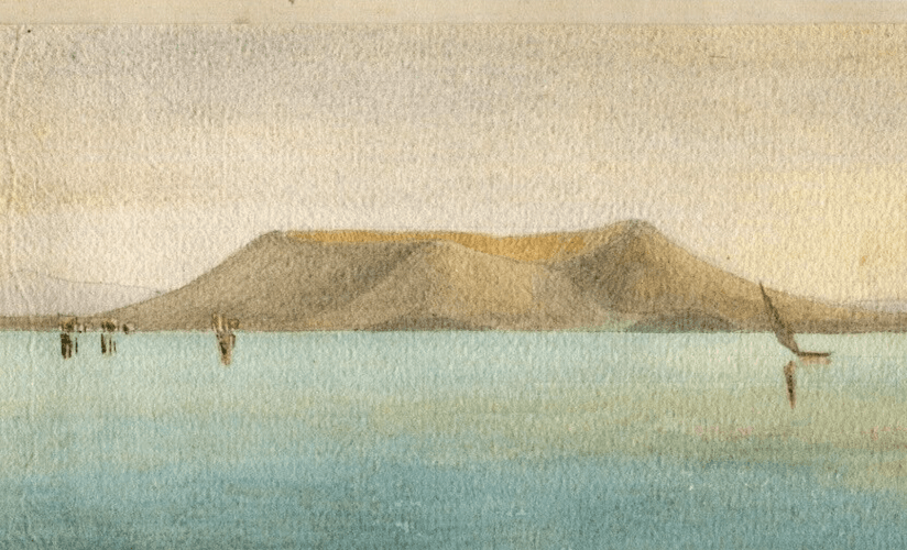 Antique Drawing Old Original Collomb Landscape Minte Nuovo, Hill of the Baya Cat image 2