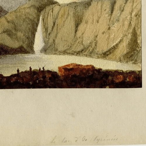 Antique Original Drawing signed A.Collomb Landscape Lake Oo Pyrénées image 4