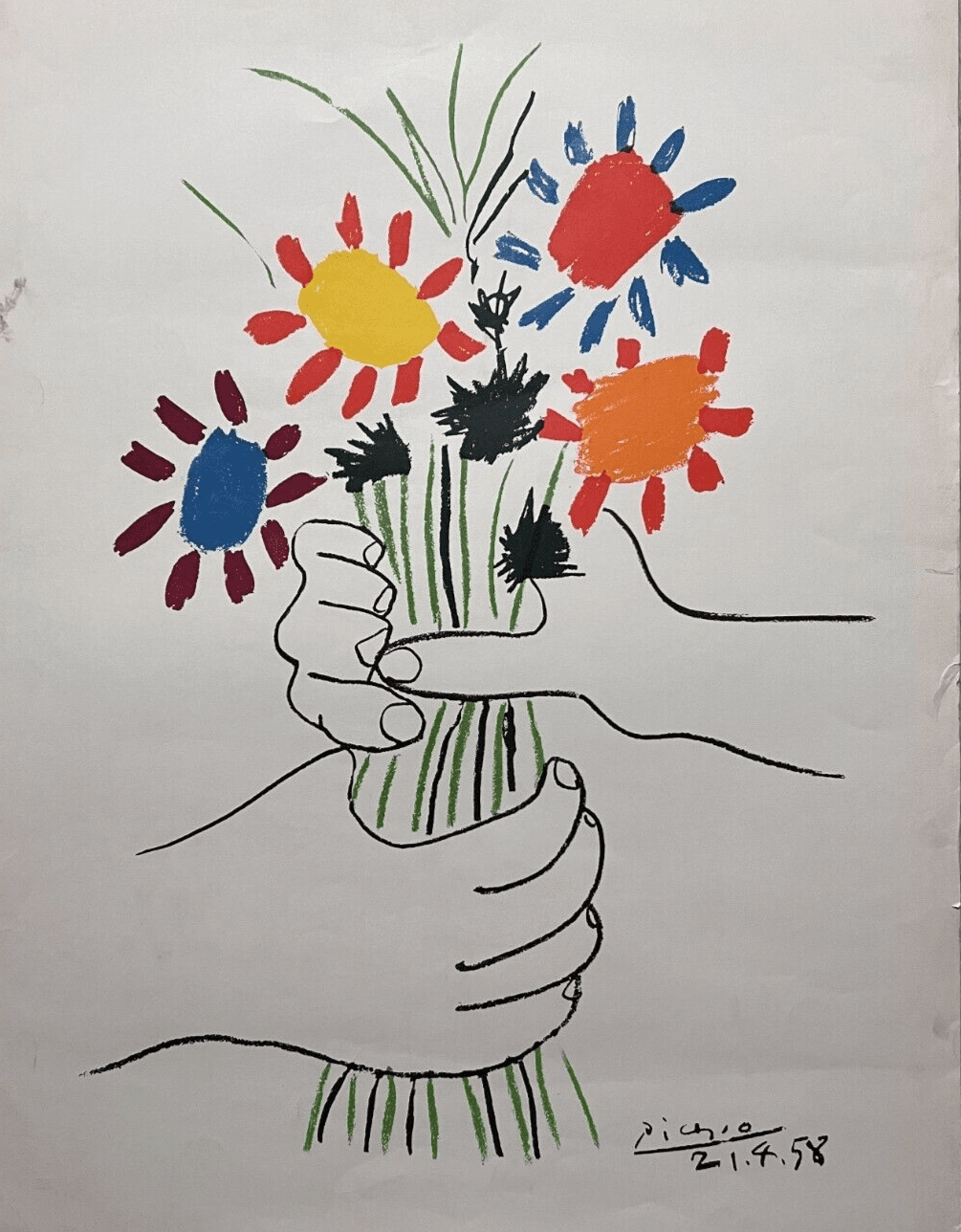 Vintage Poster Pablo Picasso Fleurs et mains image 1