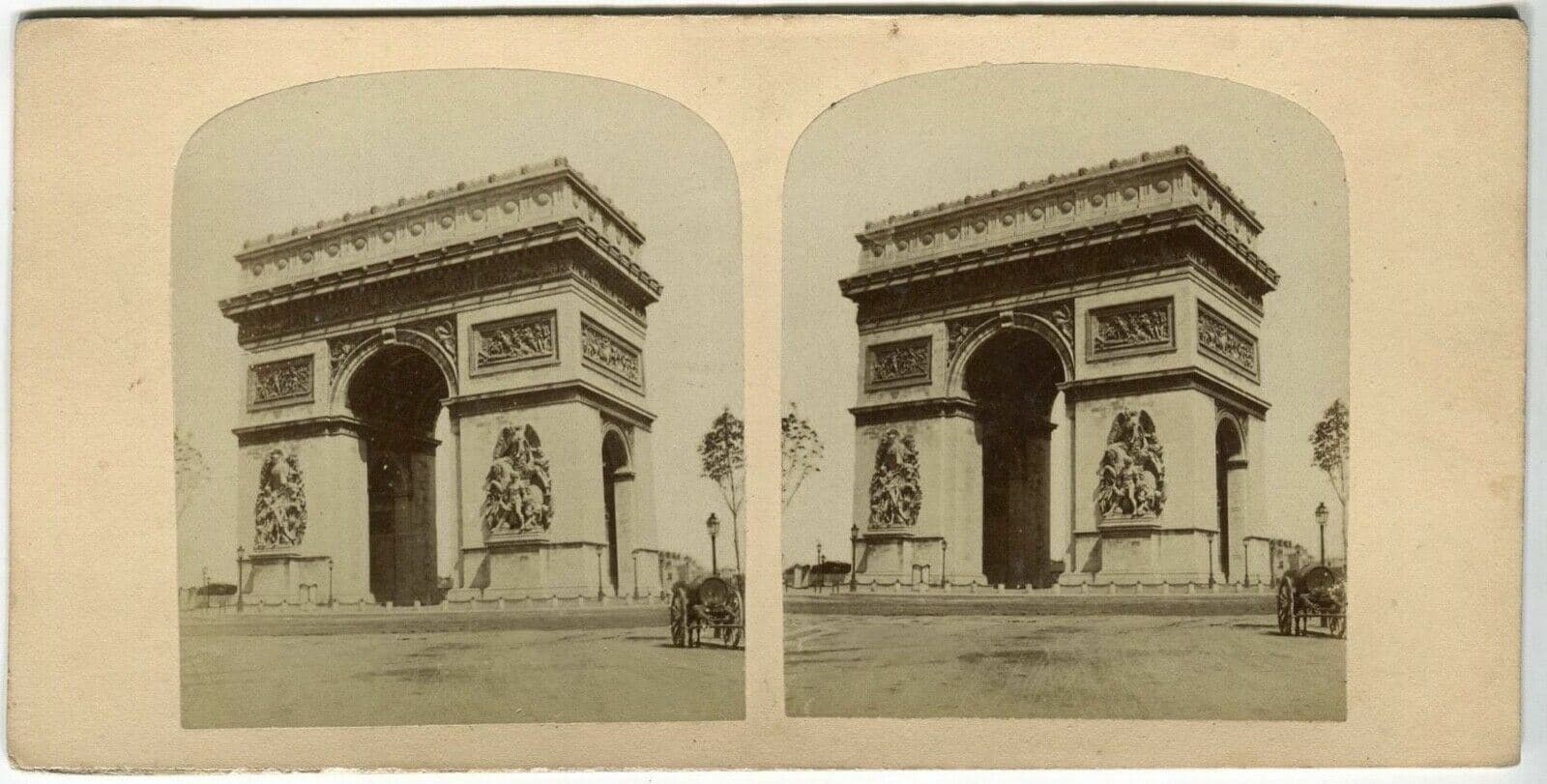 Vintage Stereoview Photograph Arc de Triomphe Paris - Lecocq-Frêné Albumen 1860 image 1