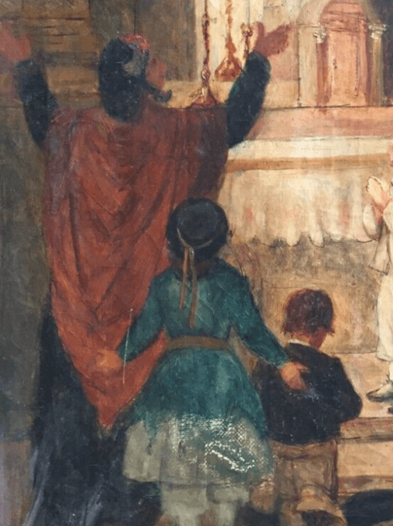 Antique Original Painting Painting Religious Scene, Church, Mary 19th century image 2