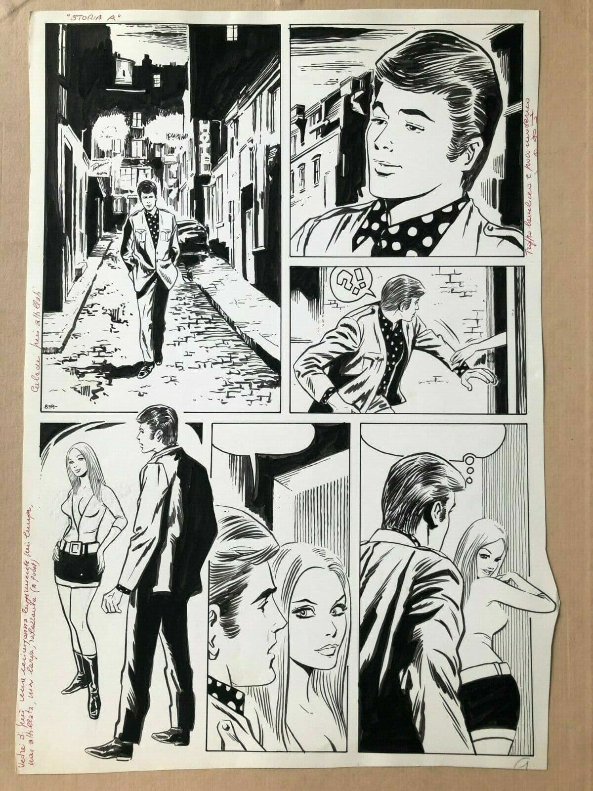 Vintage Ink Original Comics Art Strips, Cartoons, Storia A, Figures, BD image 2
