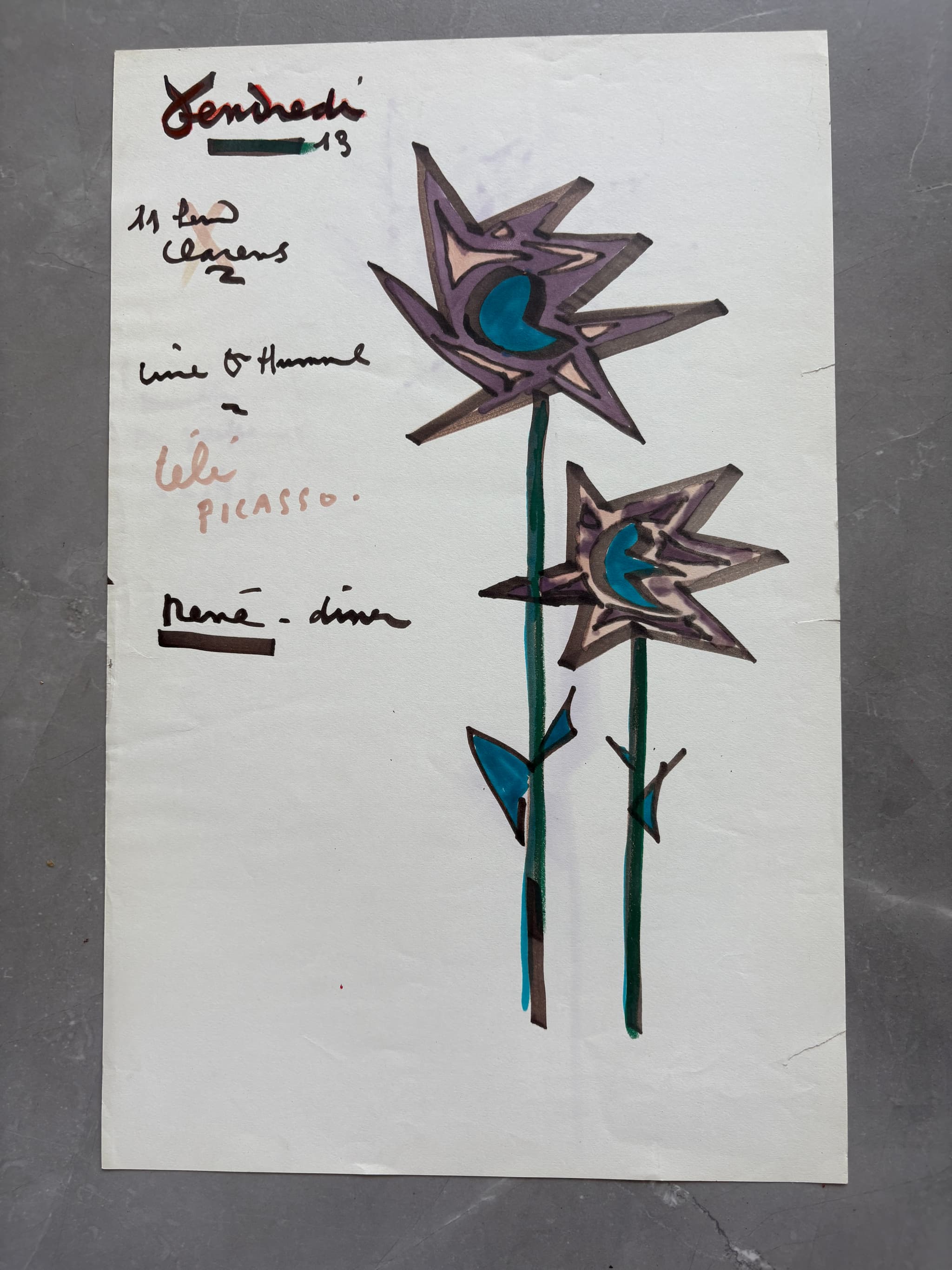 Original Art Contempory Vendredi 13, Flowers Jacques PRÉVERT (1900-1977) image 5