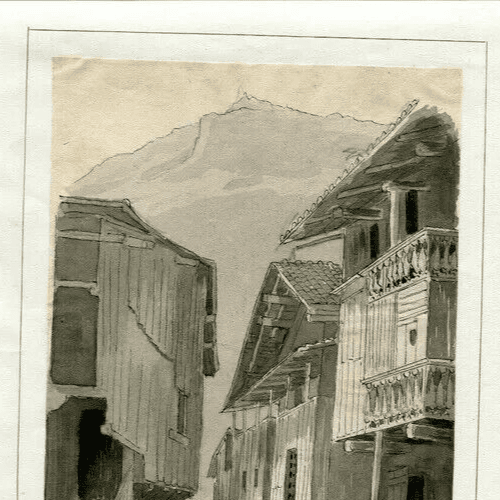 Antique Ink Drawing Original Landscape Cerdon en Bugey, Chalets 1845 image 2