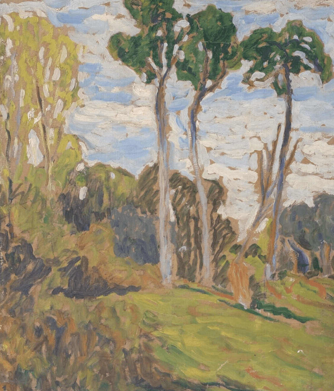 Antique Oil Painting Original Forest, Trees, Landscape signed 1907 image 1