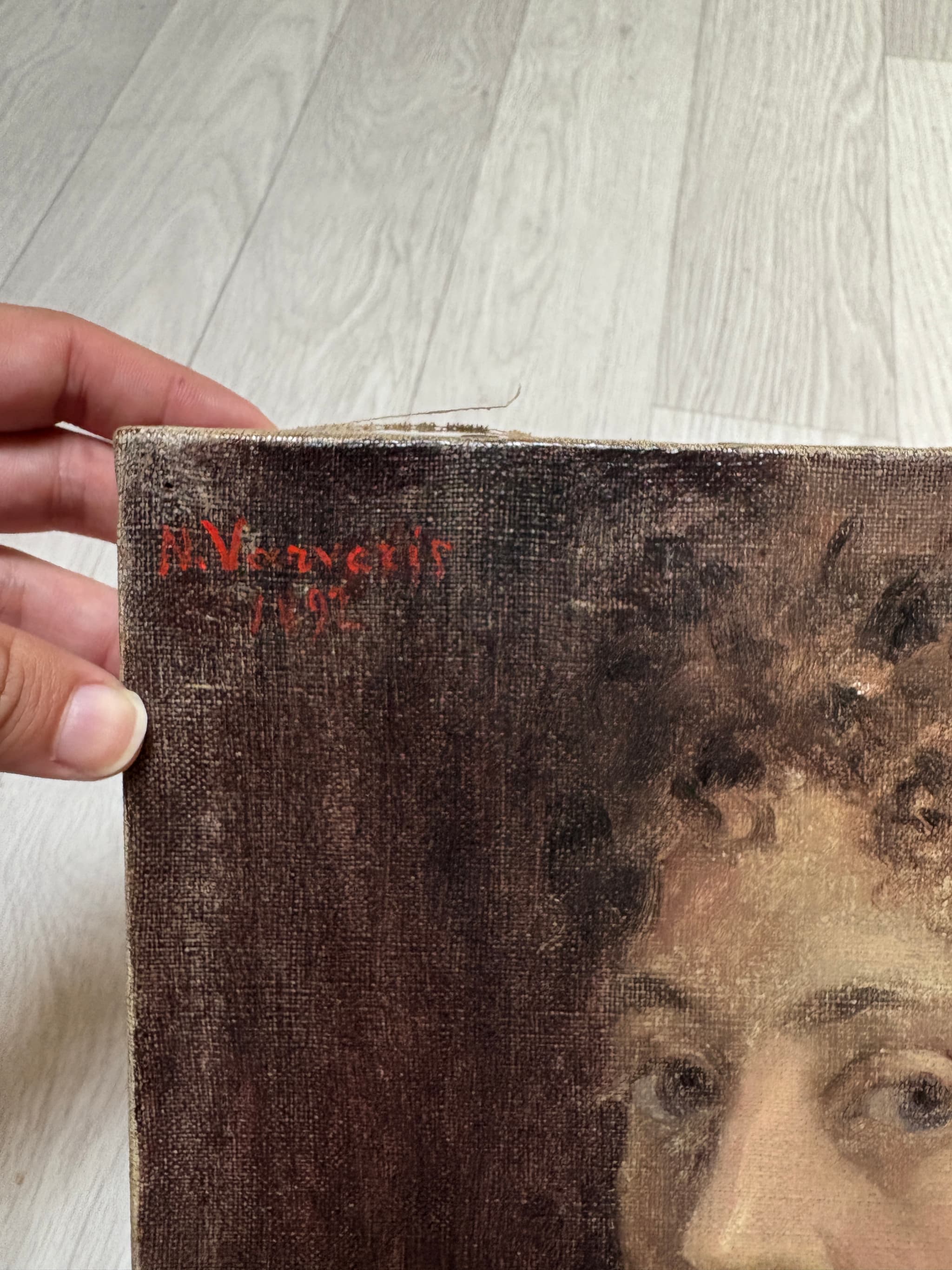 Antique Original Painting signed Nestor VARVERIS (1867-1954) Woman Portrait image 5